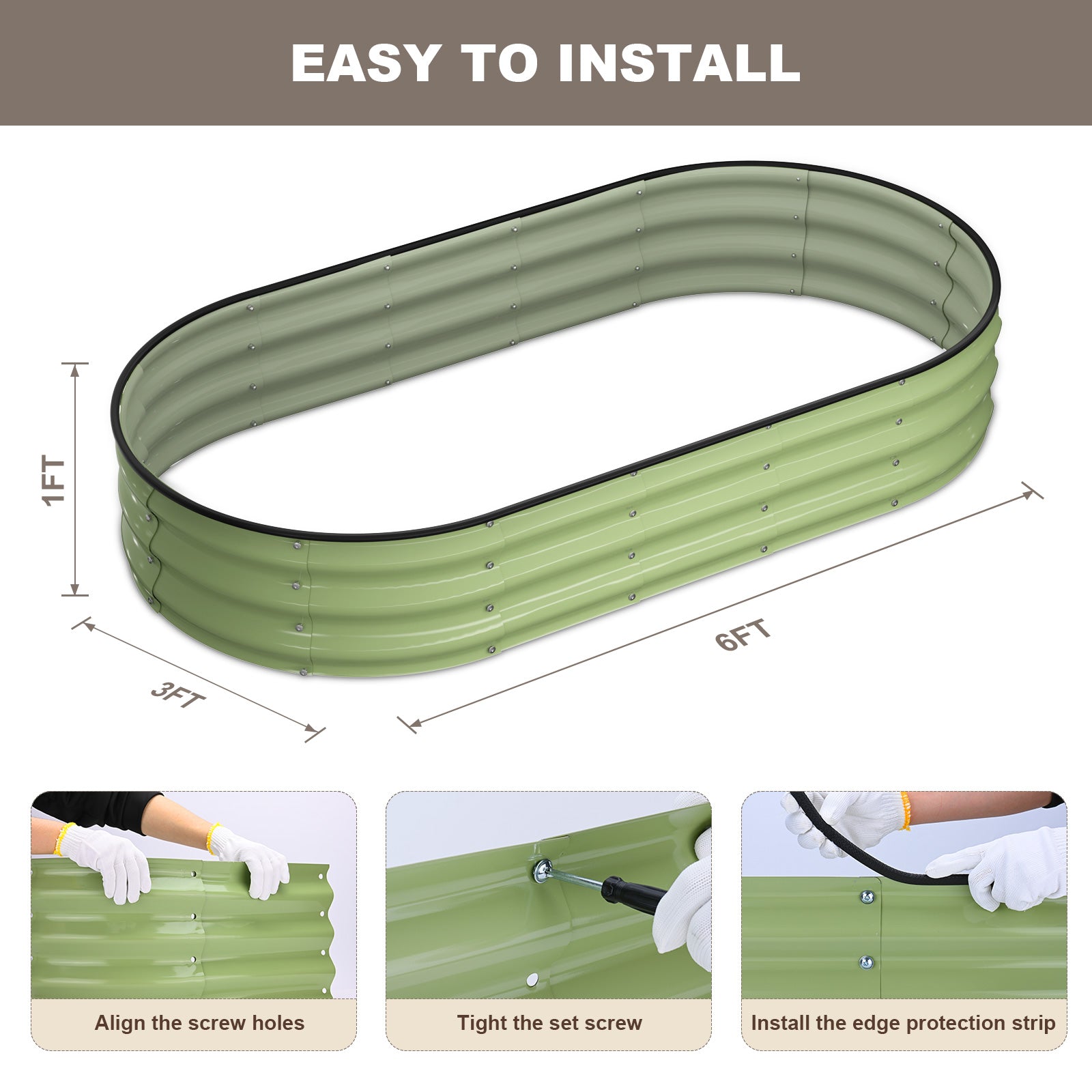 Raised Garden Bed(Green,6x3x1ft)