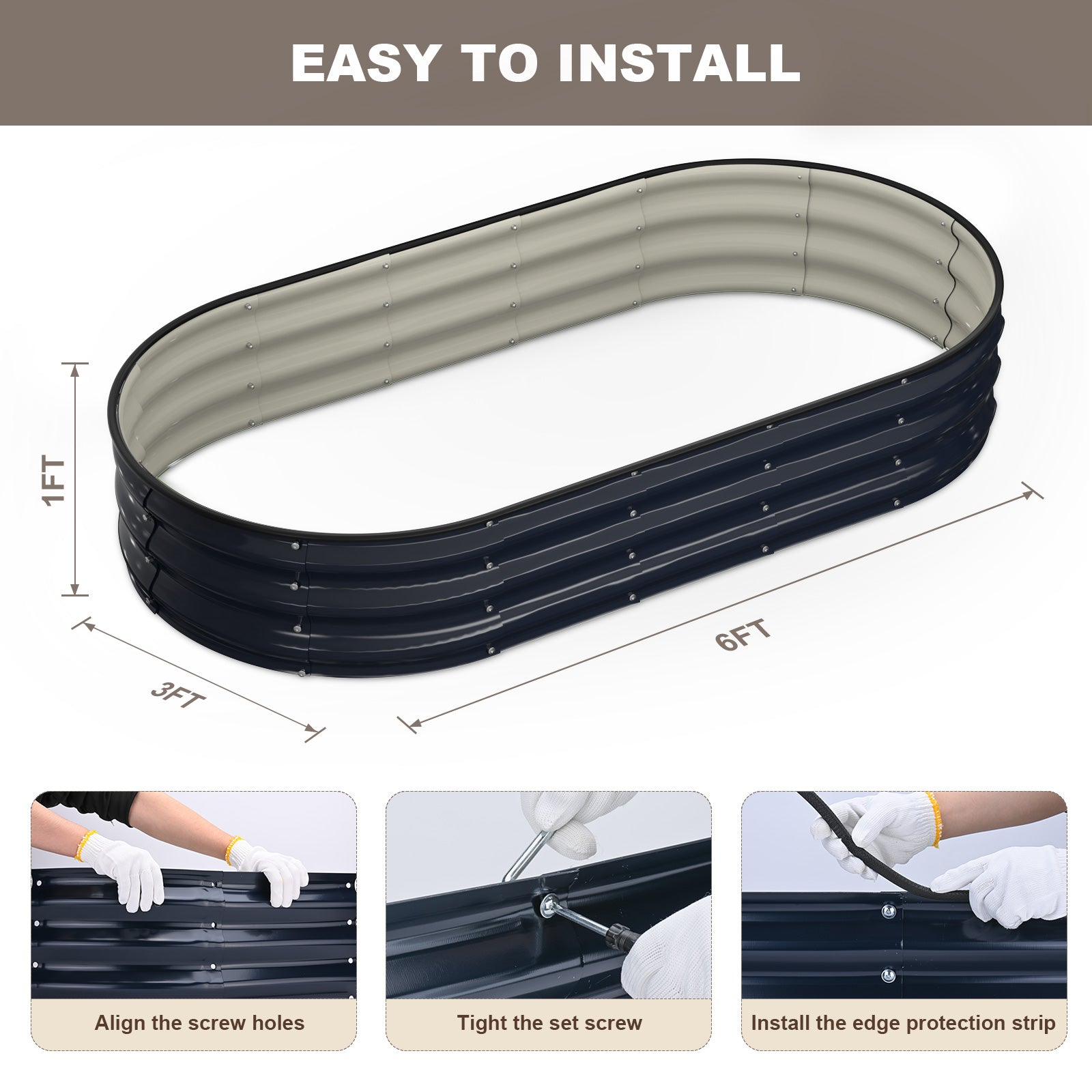 Raised Garden Bed(Midnight Blue,6x3x1ft)