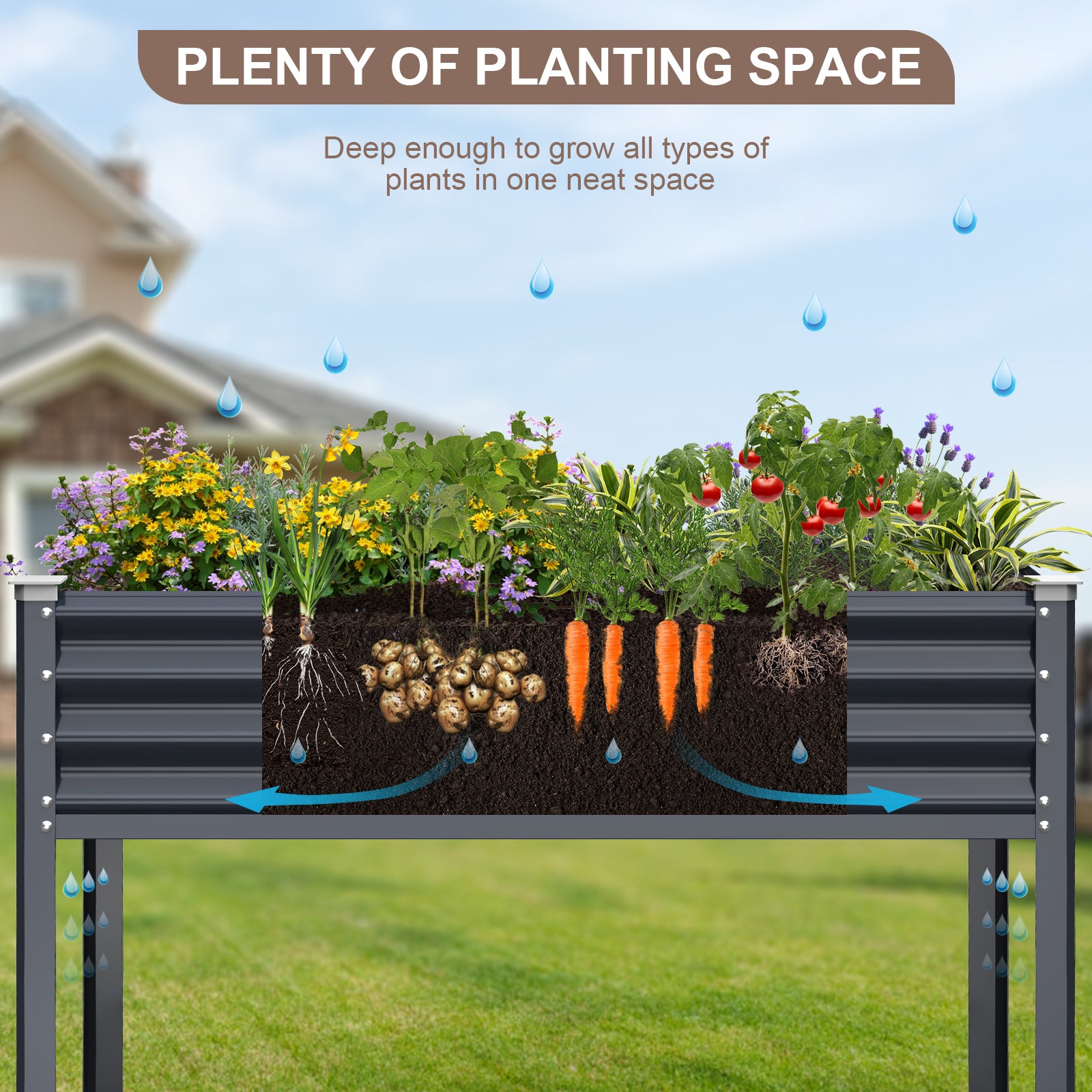Raised Garden Bed with Legs(Midnight Blue,48×24×32)