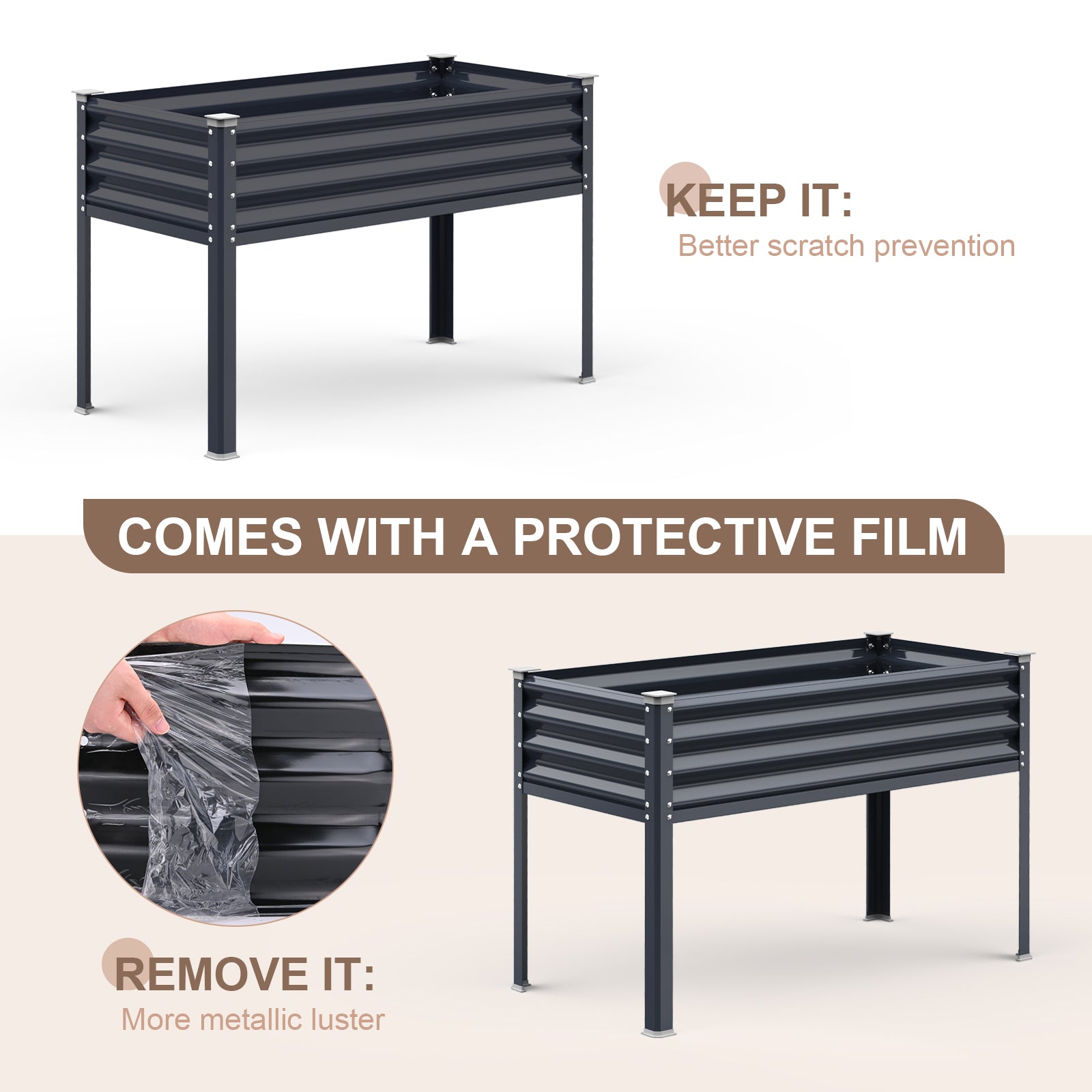 Raised Garden Bed with Legs(Midnight Blue,48×24×32)