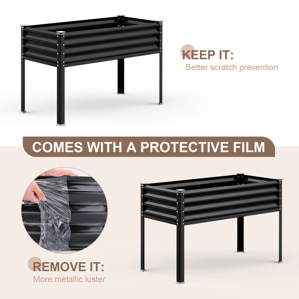 Raised Garden Bed with Legs(Black,48×24×32)