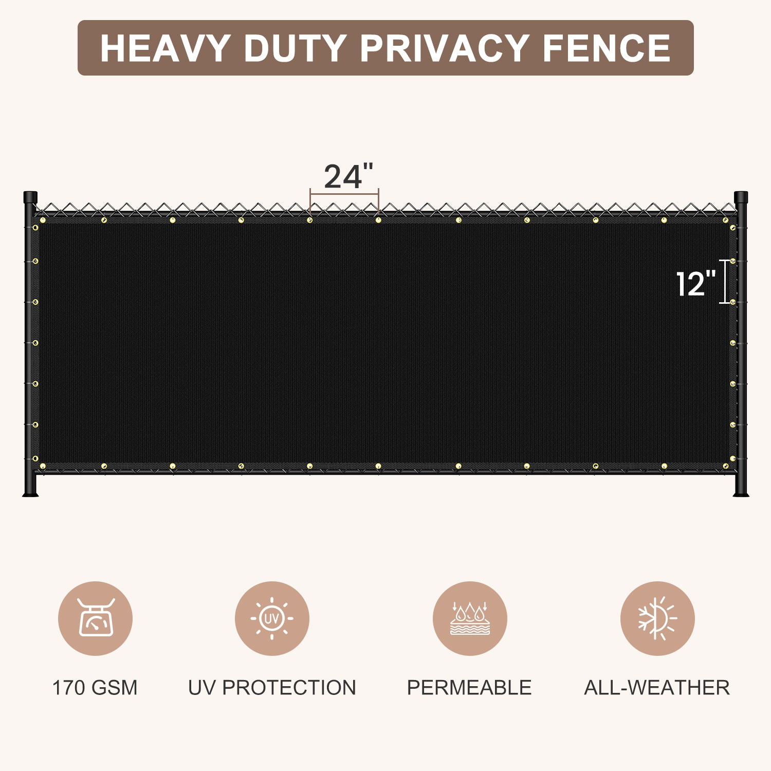 Privacy Screen Fence6X25FT(Black)