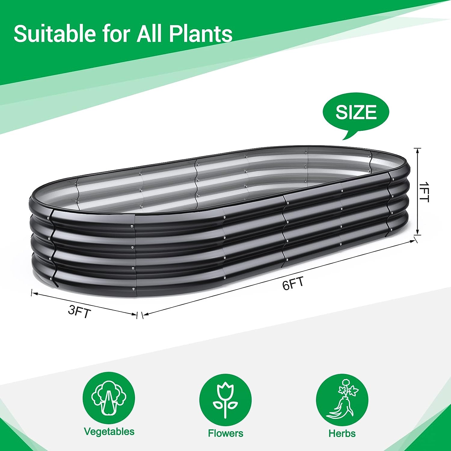 Raised Garden Bed (6x3x1ft)