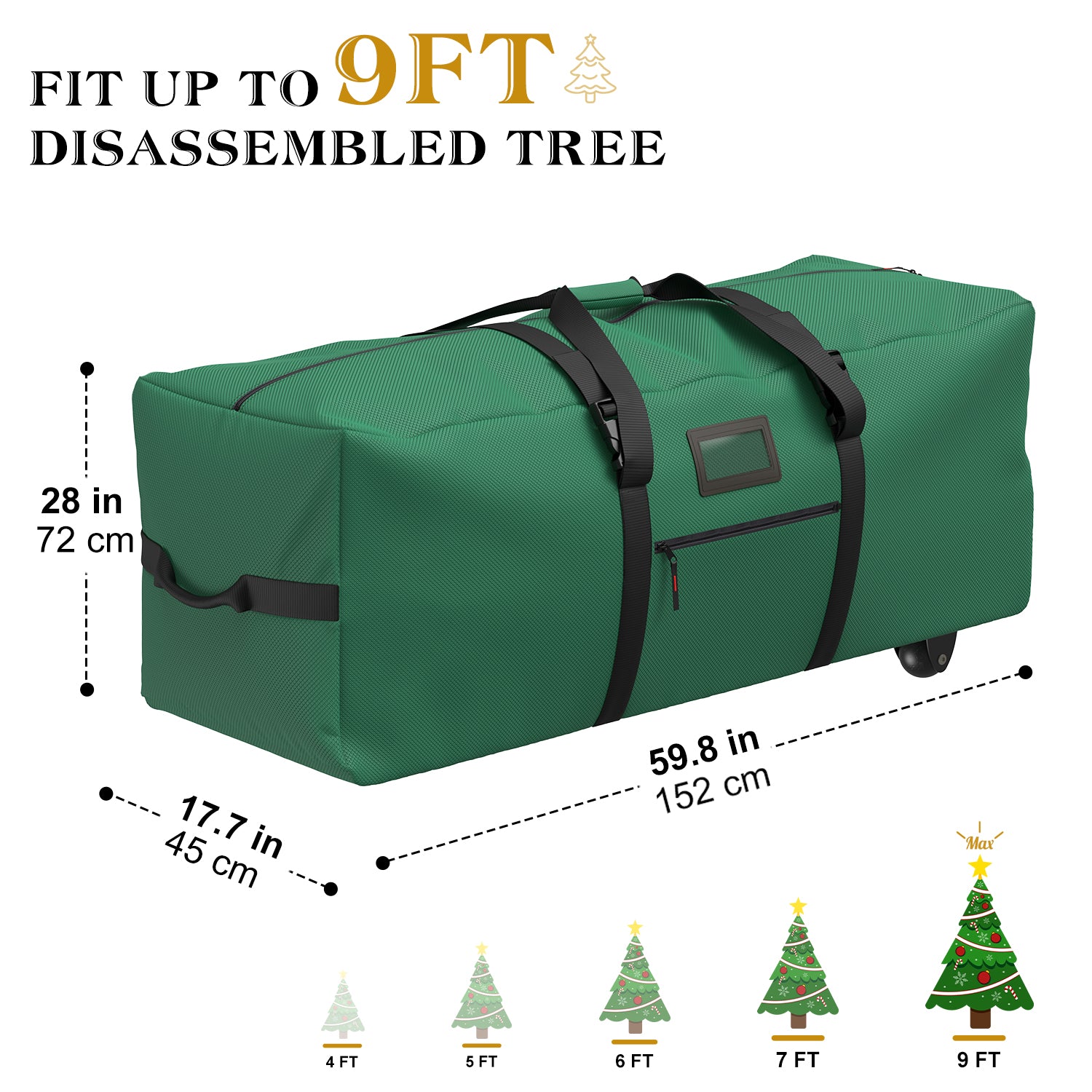 Rolling Christmas Tree Storage Bag( Green)