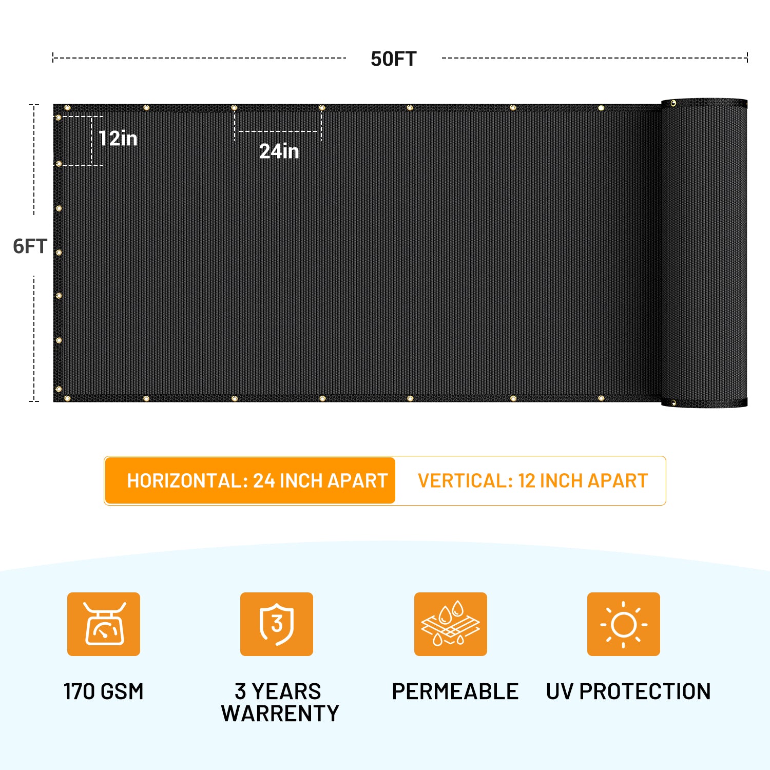 Privacy Screen Fence (6ft X 50ft, Black)