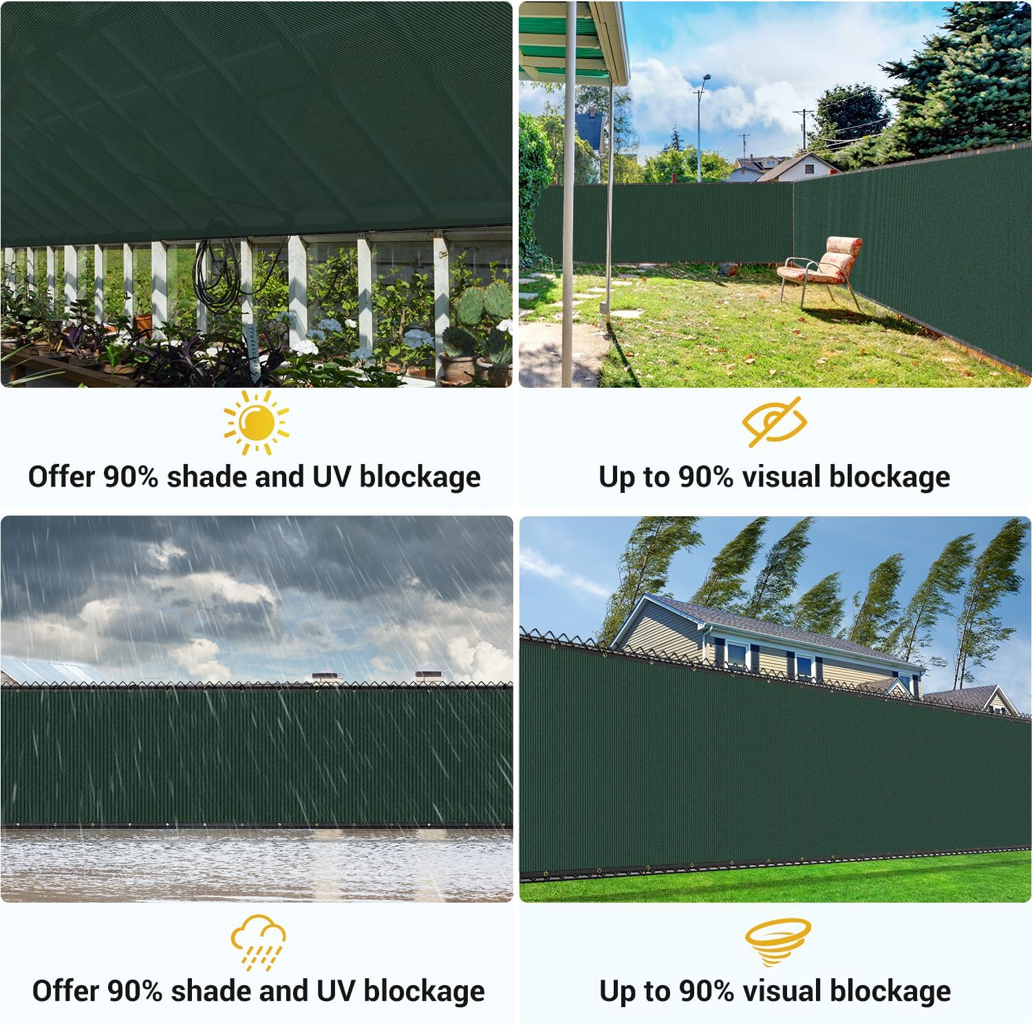 Privacy Screen Fence (6ft X 50ft, Dark Green)