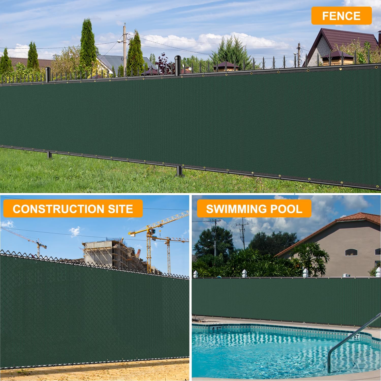 Privacy Screen Fence (6ft X 50ft, Dark Green)