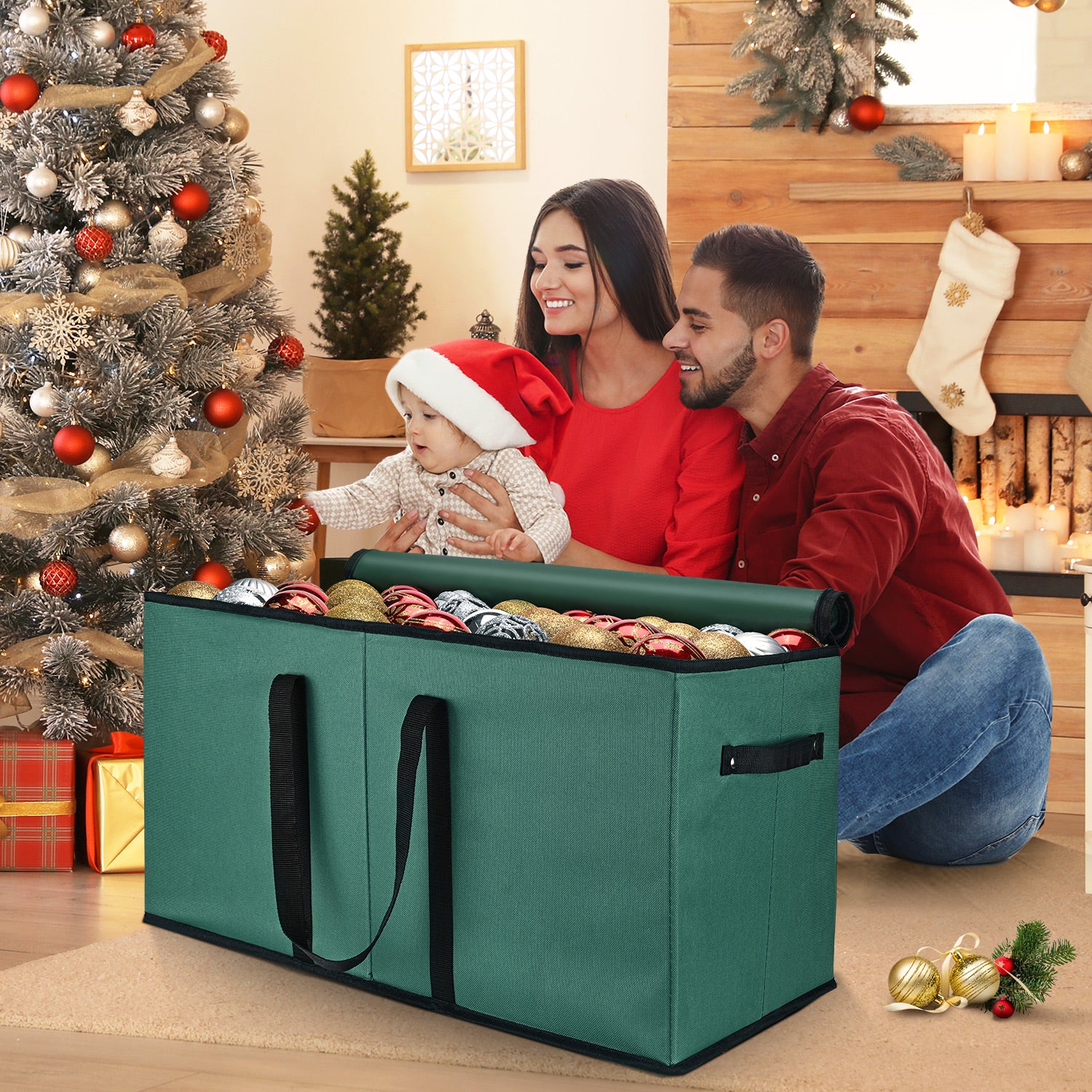Christmas Ornament Storage Box(Green)