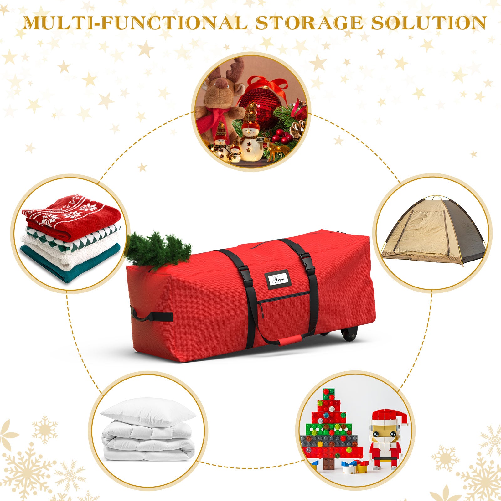 Rolling Christmas Tree Storage Bag (Red)
