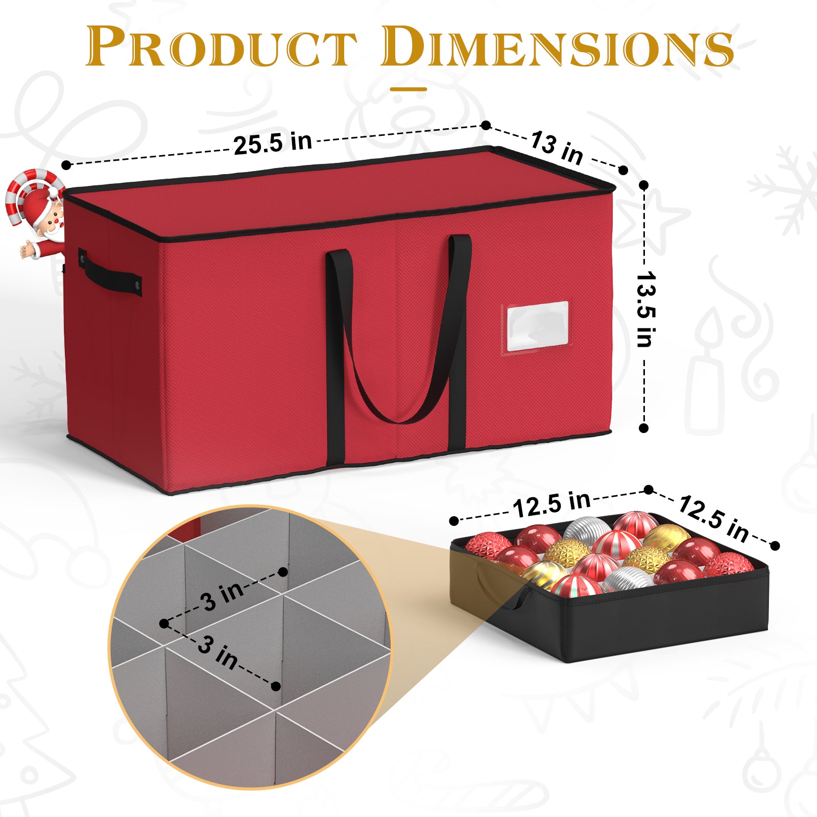 Christmas Ornament Storage Box（Red)