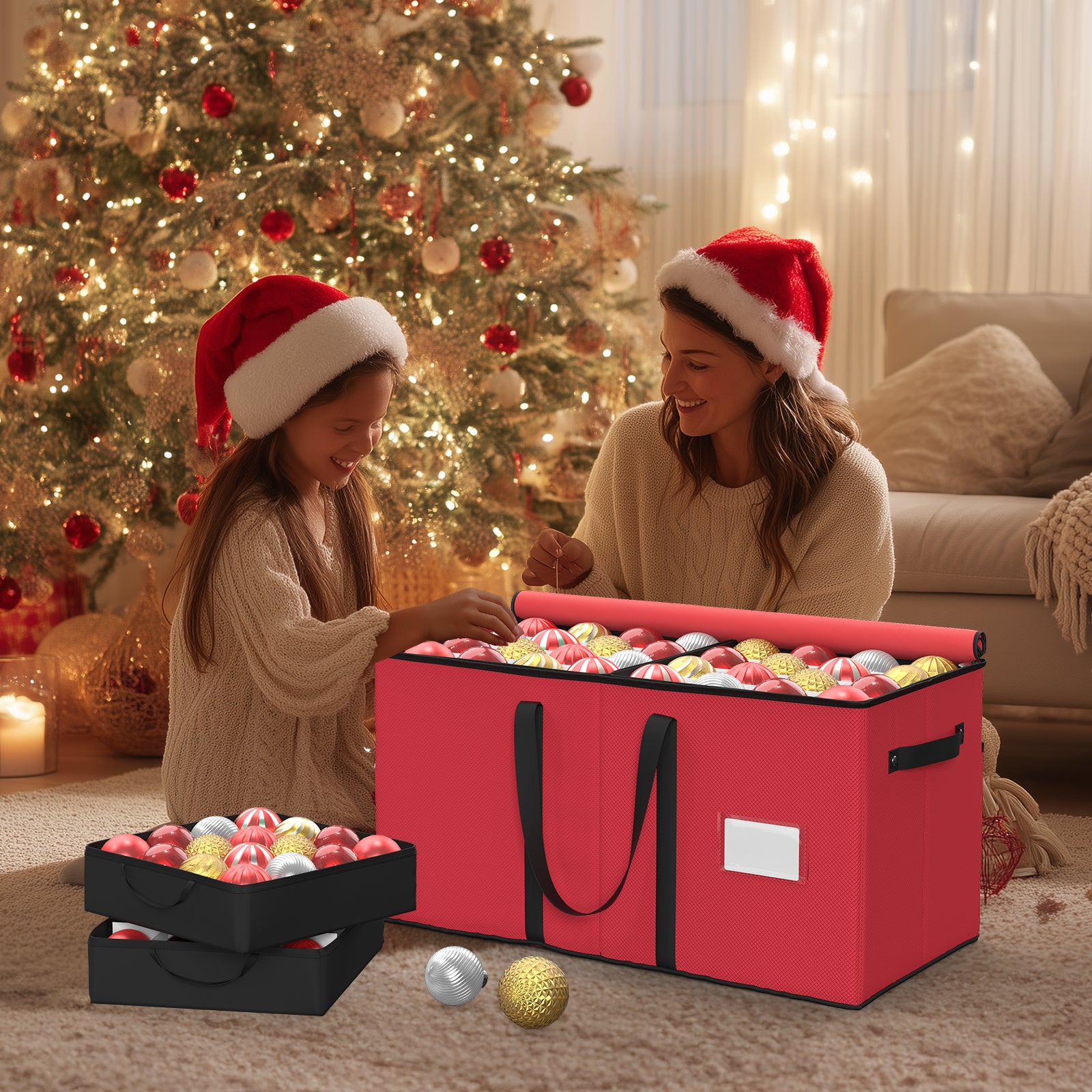 Christmas Ornament Storage Box（Red)