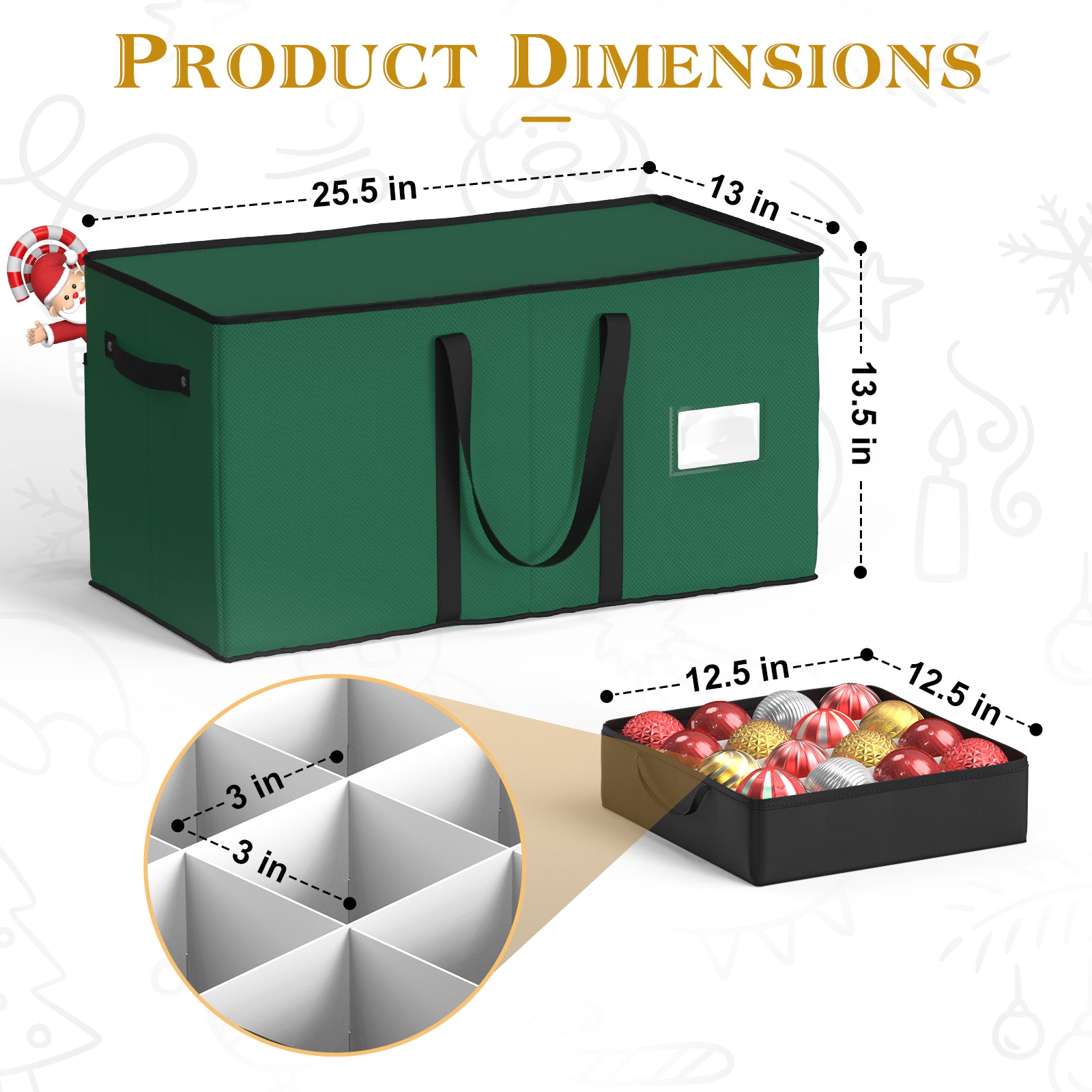 Christmas Ornament Storage Box (Green)