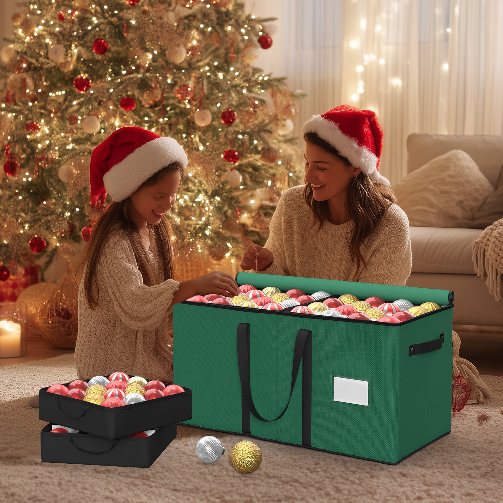Christmas Ornament Storage Box (Green)