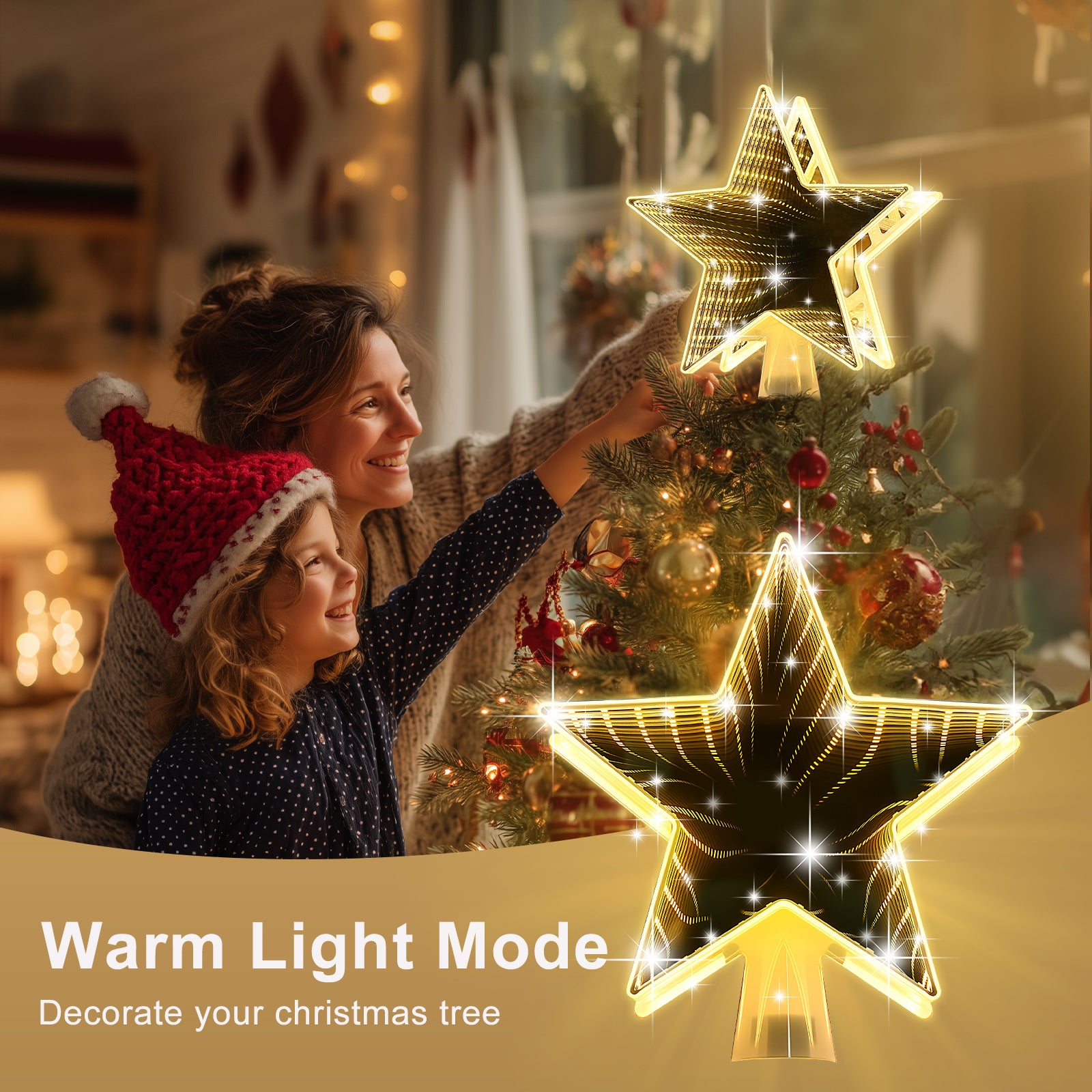 Christmas Tree Topper Star（Warm Color）