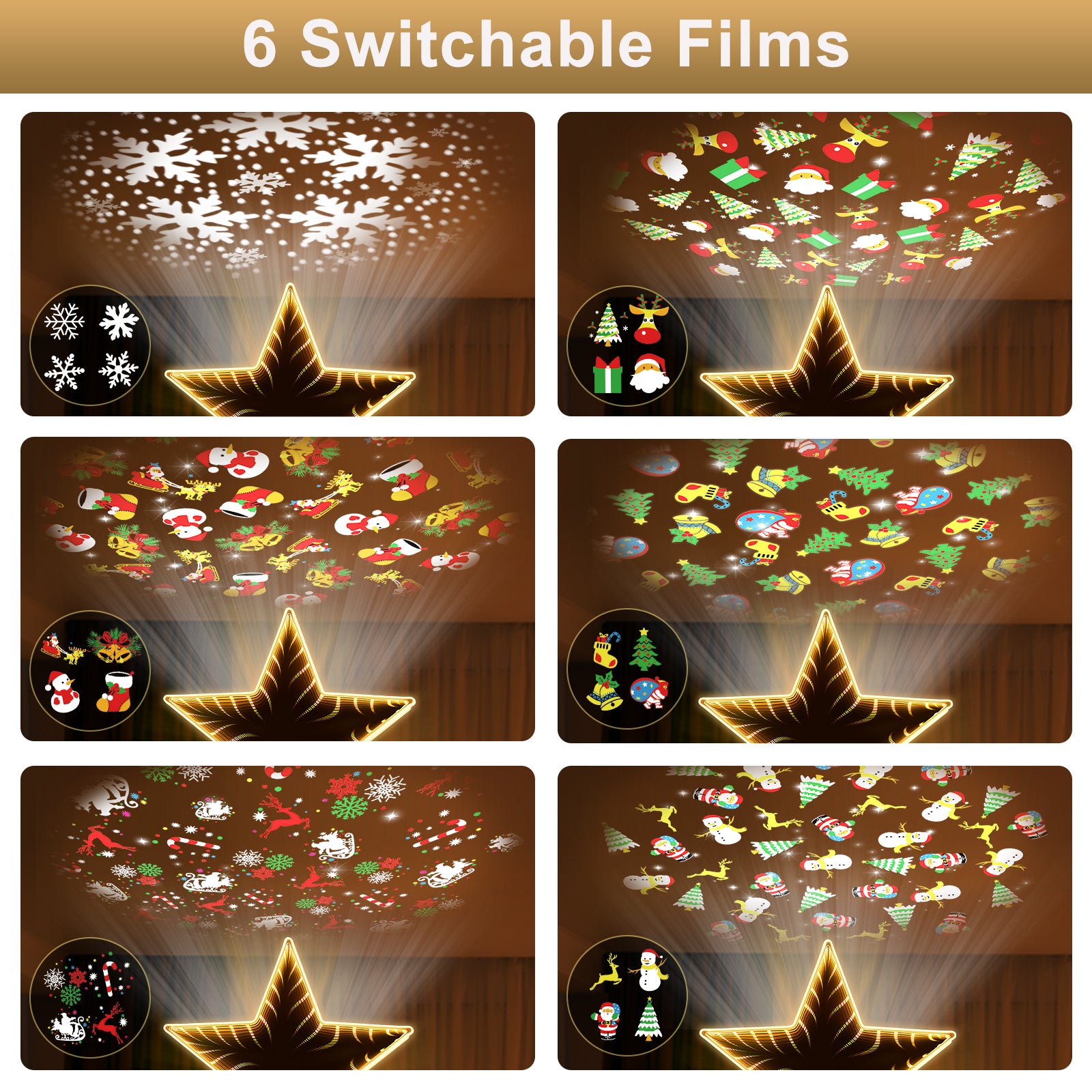 Christmas Tree Topper Star（Warm Color）