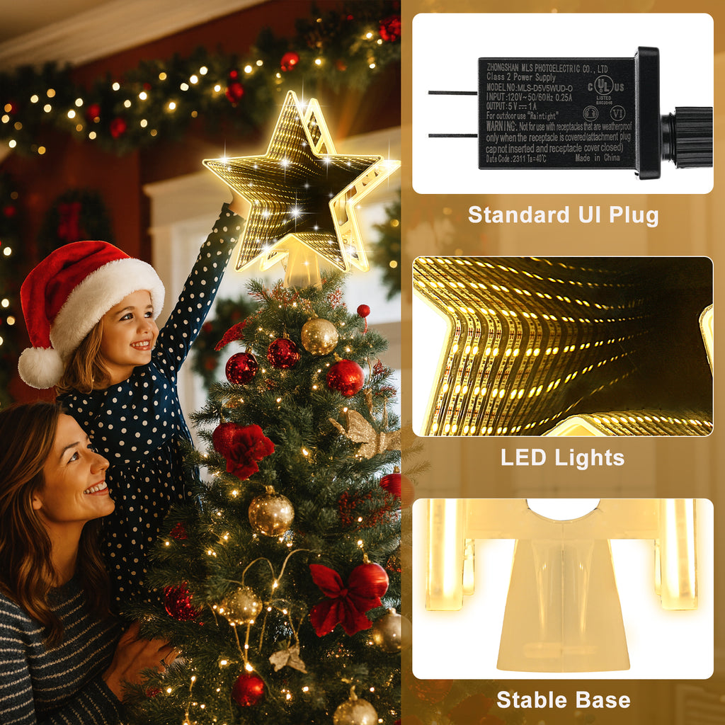 Christmas Tree Topper Star（Warm Color）